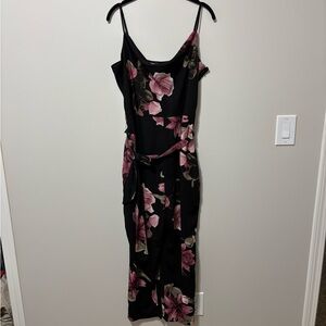 Floral Black and Pink Jumpsuit